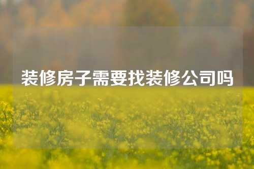 装修房子需要找装修公司吗