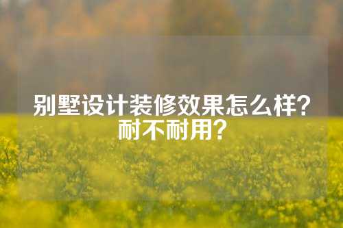 别墅设计装修效果怎么样？耐不耐用？