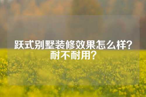 跃式别墅装修效果怎么样？耐不耐用？