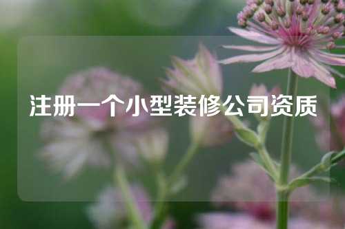 注册一个小型装修公司资质