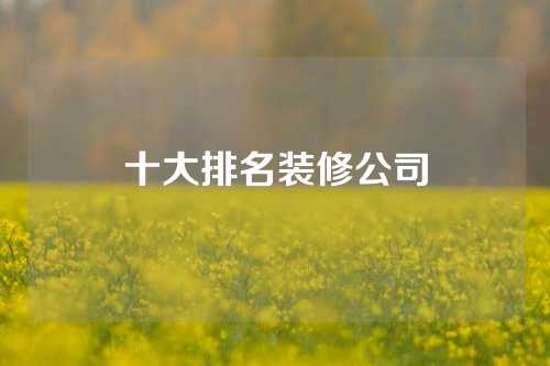 十大排名装修公司