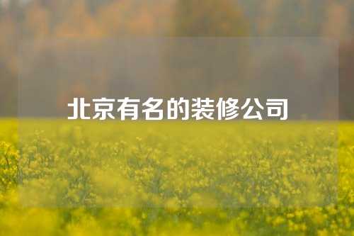 北京有名的装修公司