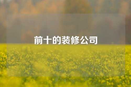 前十的装修公司