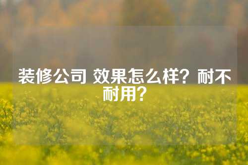 装修公司 效果怎么样？耐不耐用？